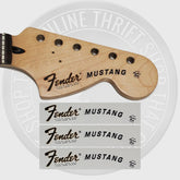 Fender 70's Mustang Waterslide Guitar Neck Headstock Decals (Set of 3)