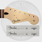 Fender Strat Waterslide Guitar Neck Headstock Decals with CS Logo (Set of 2)