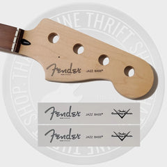 Fender Jazz Bass Waterslide Guitar Neck Headstock Decals w/ CS Logo (Set of 2)