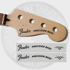 Fender Precision Bass Waterslide Guitar Headstock Decals with CS Logo (Set of 2)