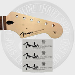 Fender Strat Waterslide Guitar Neck Headstock Decals (Set of 3) Black