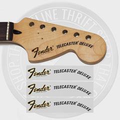 Fender Tele Deluxe Waterslide Guitar Neck Headstock Decals (Set of 3)