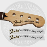 Fender Precision Bass Waterslide Guitar Headstock Decals with CS Logo (Set of 2)