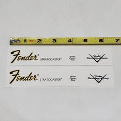 Fender Strat Waterslide Guitar Headstock Decals with Custom Shop Logo (Set of 2)