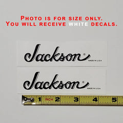 Jackson Made In USA Waterslide Guitar Neck Headstock Decals (WHITE) Set of 2