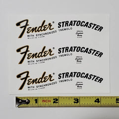 Fender 70's Strat Waterslide Guitar Neck Headstock Decals (Set of 3)