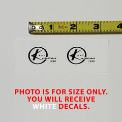 Kay Waterslide Guitar Neck Headstock Decals (WHITE) Set of 2