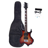 No logo Novice Flame Shaped Electric Guitar HSH Pickup Bag Strap Paddle Rocker Cable Wrench Tool Sunset Color