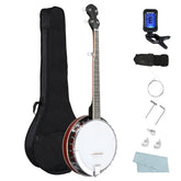 No logo Full Size 5 String Right Handed Banjos Set with Closed Solid Sapele Back & Premium Mahogany Neck and Premium Accessories