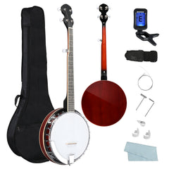 No logo Full Size 5 String Right Handed Banjos Set with Closed Solid Sapele Back & Premium Mahogany Neck and Premium Accessories