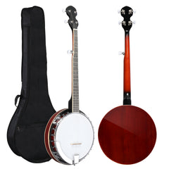 No logo Full Size 5 String Right Handed Banjos Set with Closed Solid Sapele Back & Premium Mahogany Neck and Premium Accessories