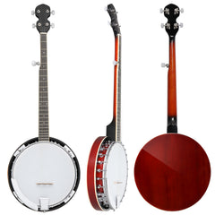 No logo Full Size 5 String Right Handed Banjos Set with Closed Solid Sapele Back & Premium Mahogany Neck and Premium Accessories