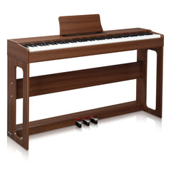 No logo 88 Keys Full Weighted Keyboards Digital Piano with Furniture Stand, Power Adapter, Triple Pedals, Headphone, for All Experience Levels Black Walnut