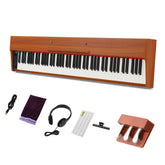No logo 88 Key Full Size Semi-Weighted Standard Keyboards Wooden Digital Piano With MIDI Bluetooth, Triple Pedals,Headphone and other accessories,for Piano beginner Walnut color