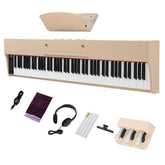 No logo 88 Key Full Size Semi-Weighted Standard Keyboards Wooden Digital Piano with MIDI Bluetooth, Triple Pedals,Headphone and other accessories,for Piano beginner or Lover Natural Teak color