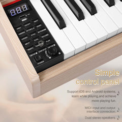 No logo 88 Key Standard Full Weighted Keyboards Digital Piano with Metal Stand, Power Adapter, Triple Pedals, Headphone,for All Experience Levels Natural Technology Wood Color