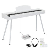 No logo 88 Key Standard Full Weighted Keyboards Digital Piano with Metal Stand, Power Adapter, Triple Pedals, Headphone,for All Experience Levels White