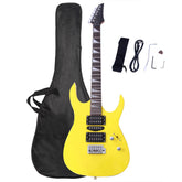 No logo Novice Entry Level 170 Electric Guitar HSH Pickup Bag Strap Paddle Rocker Cable Wrench Tool Yellow