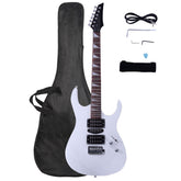 No logo Novice Entry Level 170 Electric Guitar HSH Pickup Bag Strap Paddle Rocker Cable Wrench Tool White
