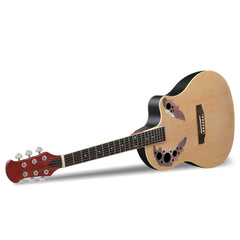 No logo 41 inch Cutawary Round Back Acoustic Guitar Spruce Top Grape Hole Burlywood