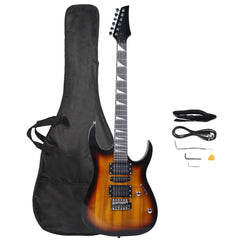 No logo Novice Entry Level 170 Electric Guitar HSH Pickup Bag Strap Paddle Rocker Cable Wrench Tool Sunset Color