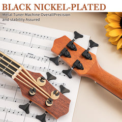 No logo 30-inch ukulele bass mahogany body with EQ, comes with cotton bag, capo, strap, picks*3, wrench tool