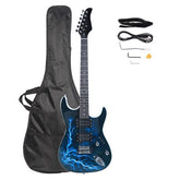 No logo Lightning Style Electric Guitar with Power Cord/Strap/Bag/Plectrums Black & White
