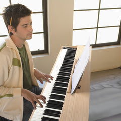 Ozici 88 Key Standard Full Weighted Keyboards Digital Piano with Metal Stand, Power Adapter, Triple Pedals, Headphone,for All Experience Levels Natural Technology Wood