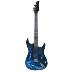 No logo Lightning Style Electric Guitar with Power Cord/Strap/Bag/Plectrums Black & White