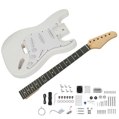 DIY 6 String ST Style Electric Guitar Kits with Mahogany Body, Maple Neck and Accessories White