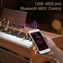 No logo 88 Keys Full Weighted Keyboards Digital Piano with Furniture Stand, Power Adapter, Triple Pedals, Headphone, for All Experience Levels Black Walnut【Same Model Code: 08218226】
