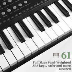Ozici GEP-203 61 Key Keyboard with Piano Stand, Piano Bench, Built In Speakers, Headphone, Microphone, Music Rest, LED Screen