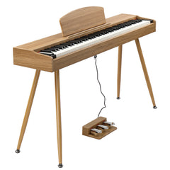 GDP-203 88 Key Standard Full Weighted Keyboards Digital Piano with Metal Stand, Power Adapter, Triple Pedals, Headphone,for All Experience Natural Wood color