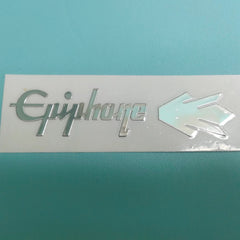 Guitar Head Silver Logo Metal Label UV Adhesive Tear off Film Leave Words - Epiphone