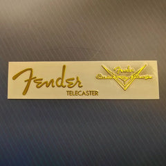 Guitar Head Golden Logo Metal Label UV Adhesive Tear off Film Leave Words - Fender TL 2