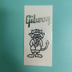 Guitar Head Silver Logo Metal Label UV Adhesive Tear off Film Leave Words - Gibson Signature Edition