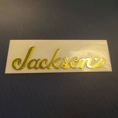 Guitar Head Golden Logo Metal Label UV Adhesive Tear off Film Leave Words - Jackson