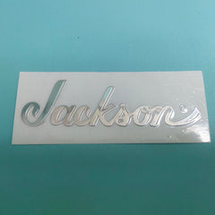 Guitar Head Silver Logo Metal Label UV Adhesive Tear off Film Leave Words - Jackson