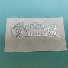 Guitar Head Silver Logo Metal Label UV Adhesive Tear off Film Leave Words - Martin