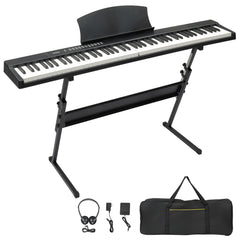 No logo 88 Key Magnetic Connection Piano Semi-Weighted Standard Digital Piano with Stand, MIDI Bluetooth, Handbag,Headphone,for Piano Lover Black color