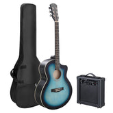 KMA102 41In Basswood Panel Matte Edging Folk Guitar with 15W Amplifier Bag Tuner and other Accessories Rubbed blue