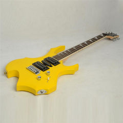 Novice Flame Shaped Electric Guitar HSH Pickup Bag Strap Paddle Rocker Cable Wrench Tool Yellow