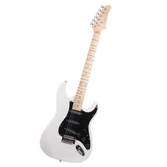 No logo ST Stylish Electric Guitar with Black Pickguard White