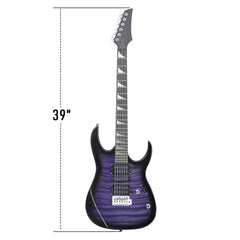 No logo 170 Model 39in Electric Guitar HSH Pickups Black complete starter kit suit for Hard Rock Tiger-striped Purple