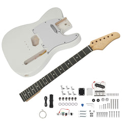 DIY 6 String TL Style Electric Guitar Kits with Mahogany Body, Maple Neck and Accessories White