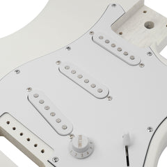 DIY 6 String ST Style Electric Guitar Kits with Mahogany Body, Maple Neck and Accessories White