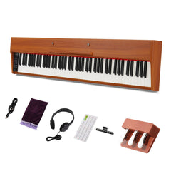 Ozici 88 Key Full Size Semi-Weighted Standard Keyboards Wooden Digital Piano With MIDI Bluetooth, Triple Pedals,Headphone and other accessories