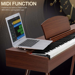 No logo 88 Key Standard Full Weighted Keyboards Digital Piano with Metal Stand, Power Adapter, Triple Pedals, Headphone,for All Experience Levels Black Walnut