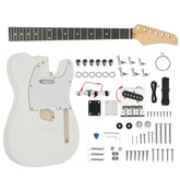 DIY 6 String TL Style Electric Guitar Kits with Mahogany Body, Maple Neck and Accessories White