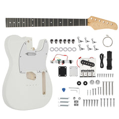 DIY 6 String TL Style Electric Guitar Kits with Mahogany Body, Maple Neck and Accessories White